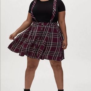 Torrid Plaid Suspender Skirt Size 00/ Size 10. NEW